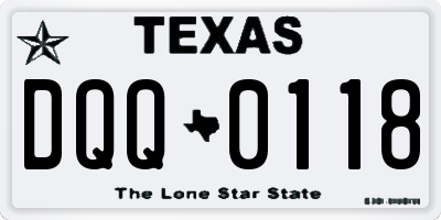 TX license plate DQQ0118