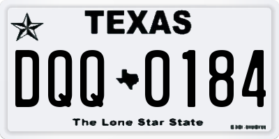 TX license plate DQQ0184