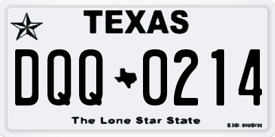 TX license plate DQQ0214