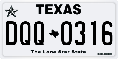 TX license plate DQQ0316