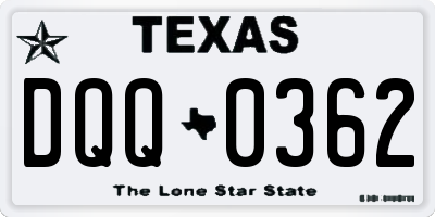 TX license plate DQQ0362