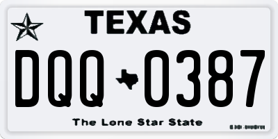 TX license plate DQQ0387