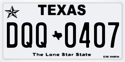 TX license plate DQQ0407