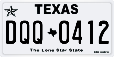 TX license plate DQQ0412