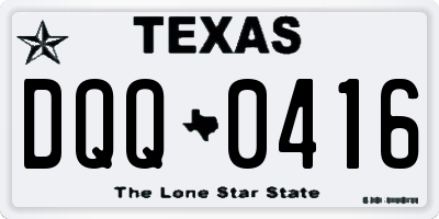 TX license plate DQQ0416