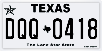 TX license plate DQQ0418