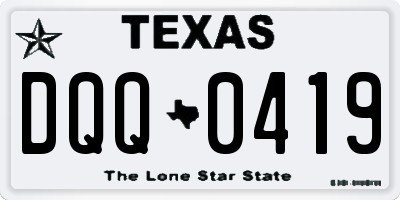 TX license plate DQQ0419