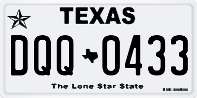 TX license plate DQQ0433