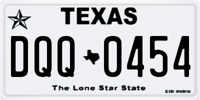 TX license plate DQQ0454