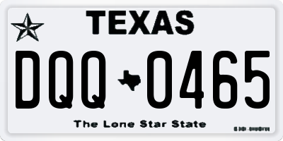 TX license plate DQQ0465