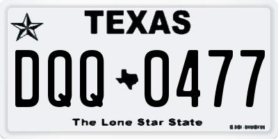 TX license plate DQQ0477