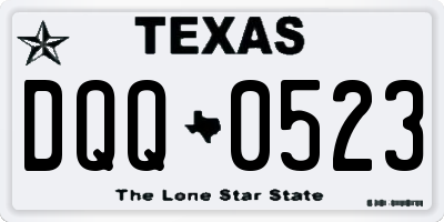 TX license plate DQQ0523