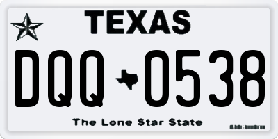 TX license plate DQQ0538