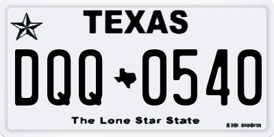 TX license plate DQQ0540
