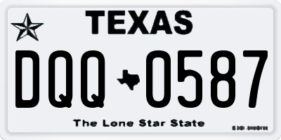 TX license plate DQQ0587
