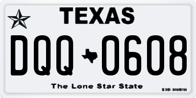 TX license plate DQQ0608