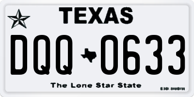 TX license plate DQQ0633
