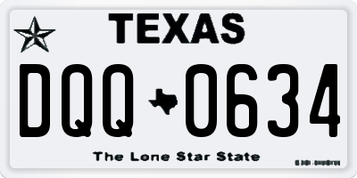 TX license plate DQQ0634