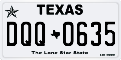 TX license plate DQQ0635