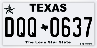 TX license plate DQQ0637