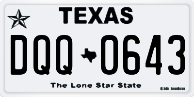 TX license plate DQQ0643