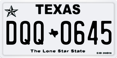 TX license plate DQQ0645