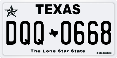 TX license plate DQQ0668