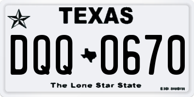 TX license plate DQQ0670