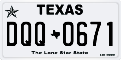 TX license plate DQQ0671