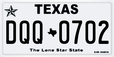 TX license plate DQQ0702
