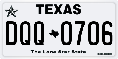 TX license plate DQQ0706