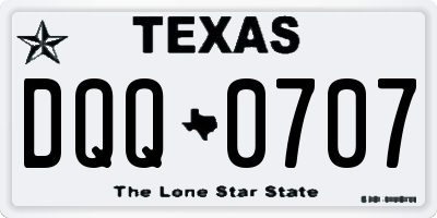 TX license plate DQQ0707