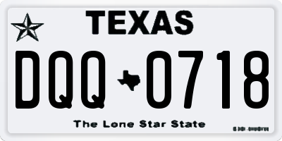 TX license plate DQQ0718