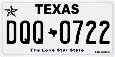 TX license plate DQQ0722