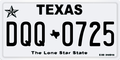 TX license plate DQQ0725