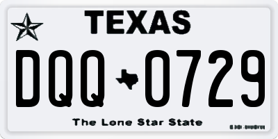 TX license plate DQQ0729