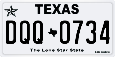 TX license plate DQQ0734