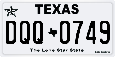TX license plate DQQ0749