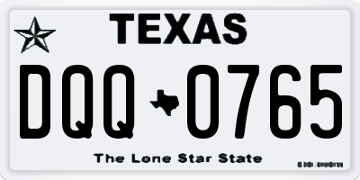 TX license plate DQQ0765