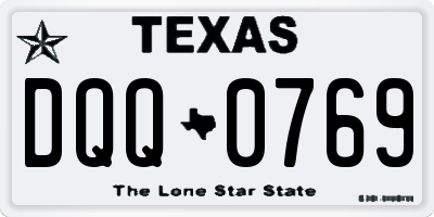 TX license plate DQQ0769