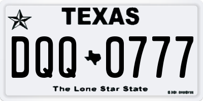 TX license plate DQQ0777