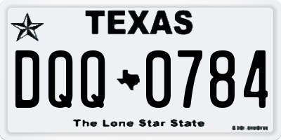 TX license plate DQQ0784