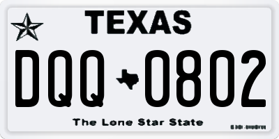 TX license plate DQQ0802