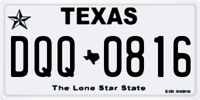 TX license plate DQQ0816