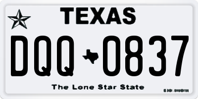 TX license plate DQQ0837