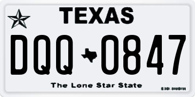 TX license plate DQQ0847