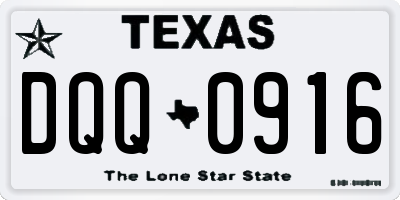TX license plate DQQ0916