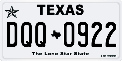 TX license plate DQQ0922