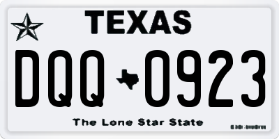 TX license plate DQQ0923