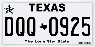 TX license plate DQQ0925